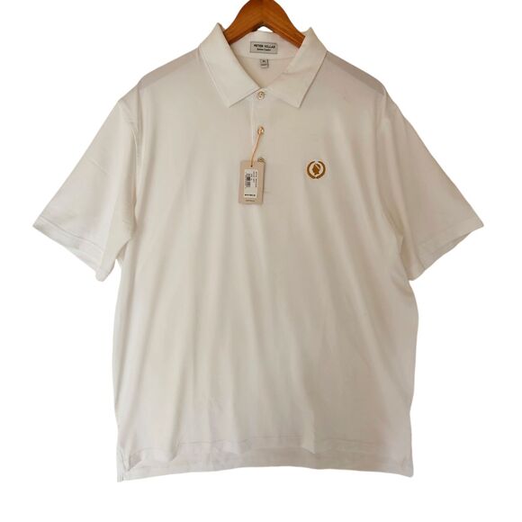 Peter Millar Mens Solid White Summer Comfort Polo Shirt 3 Button Size XL NWT - Picture 3 of 10